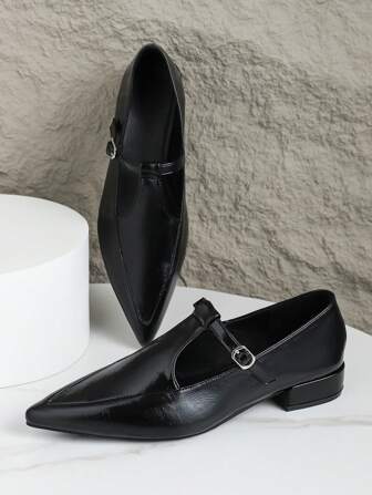 2025 Autumn New Women's Fashionable Korean Style Color Block Pointed Toe Flat Shoes Low-Cut Shoes