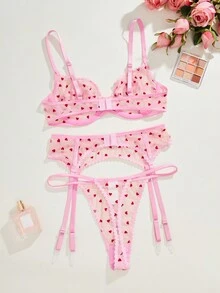 PetitDoll Women's Sexy Lingerie (Valentine's Day Style), Excluding Stockings - Pink - View 2