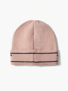SHEIN 1pc Letter Jacquard Simple Style Knitted Beanie - Khaki - View 3