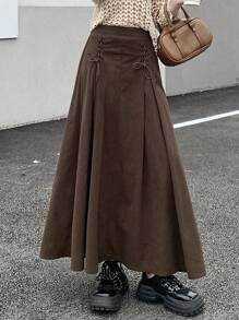 DAZY Women's Solid Color Midi Length Wrap Skirt Fall