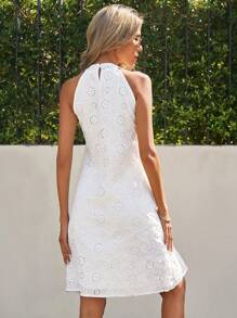 SHEIN Clasi Vestido Elegante De Primavera De Vacaciones De Pascua De Mujeres, Con Tirantes Bordados, Vestido De Verano Blanco Para Primavera - Blanco - Ver 2