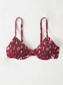 SHEIN Swim 女士褶皺花卉印花比基尼上衣,帶有鋼圈 - 彩色 - 查看 6