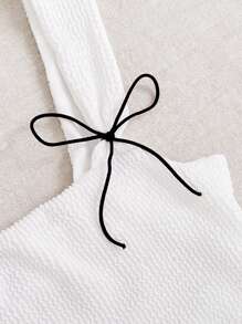 Soleia Robe À Bretelles Avec Nœud Papillon Pour Femme - Blanc - Voir 3