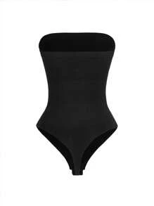 SHAPORA Của phụ nữ Màu thuần Quây Áo liền quần chặt Áo Shapewear - màu đen - Xem 2