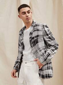 Manfinity VCAY Men's Plaid Woven Casual Blazer Jacket, For Fall Winter - Multicolor - View 3