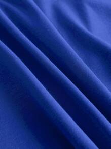 INAWLY Women's Solid Color Round Neck Short Sleeve T-Shirt - Royal Blue - View 4