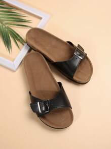 Summer Women Yellow Fashionable Cork Bottom Sandals,Beach Outfits - Black - View 4