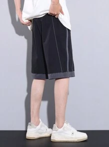 Claim Dot Quần short thắt lưng dây rút Colorblock cho nam - màu đen - Xem 2