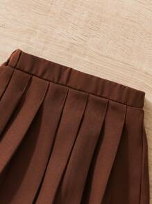 Elladie kids 年轻女孩时尚百褶迷你裙，适合春夏季 - 駝色 - 查看 5