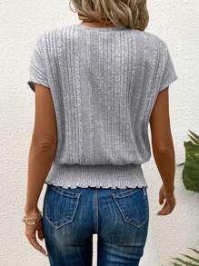 SHEIN Clasi Women's Elegant Ribbed Knit T-Shirt