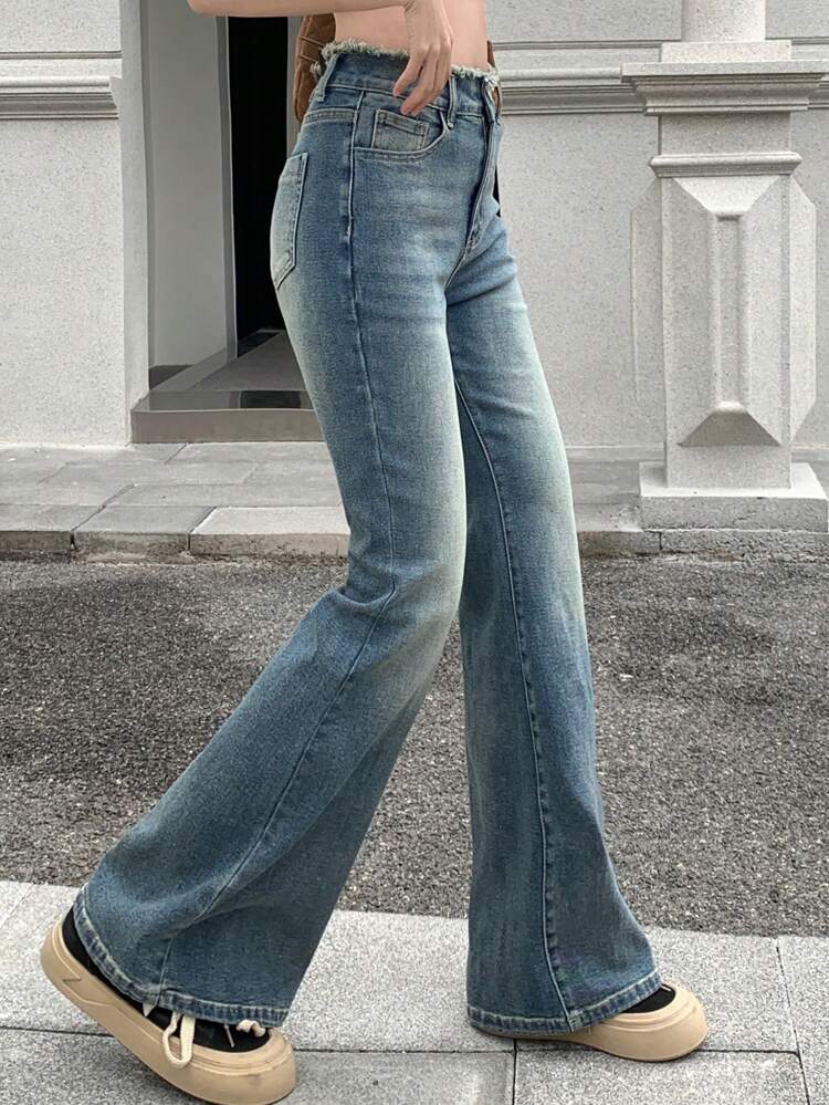 Women's Raw Edge Flare Jeans