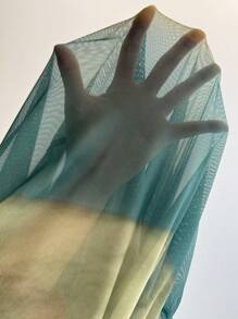 Rafferiza Ombre Print One Shoulder Ruched Ruffle Trim Dress Maxi Women Outfit - Green - View 6