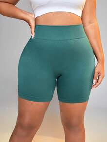 Gameset SHEIN Sport Shorts Deportivos De Talle Grande Con Cintura Elástica - Verde - Ver 2