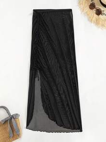 Swim Vcay 女士分割式前排網遮罩衣 - 黑色 - 查看 5