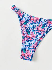SHEIN Swim Women's Floral Print Halter Neck Bikini Set Summer Beach - Multicolor - View 4