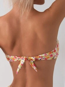 SHEIN X Clarissa Marchese SHEIN Swim Floral Print Strapless Bikini Set Summer - Multicolor - View 7