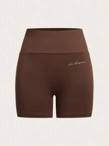 SHEIN EZwear 4 件装休闲字母图案针织骑行短裤紧身裤女款夏季 - 彩色 - 查看 8