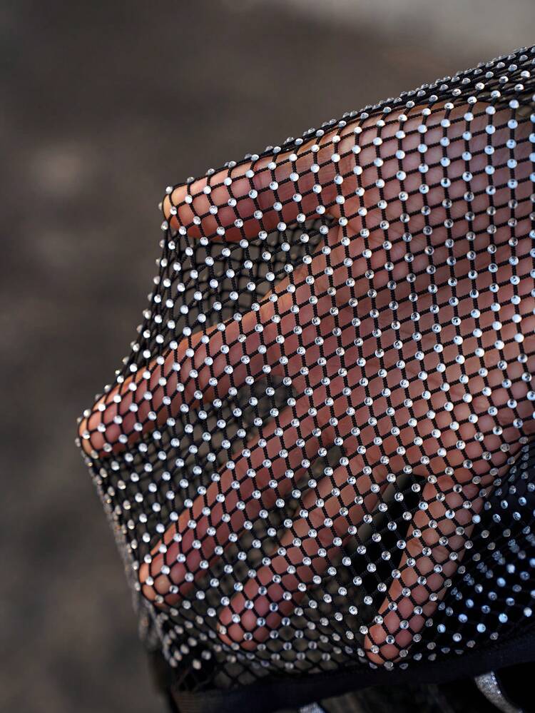 Plus Size Women's Spring Summer  Rave Party Music Festival Country Concert  Rhinestone Decor Cut Out Round Neck Sleeveless Bandage Dress