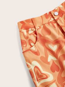 SHEIN Qutie Quý cô Giò thẳng Quần Với In Trái tim - Nhiều màu - Xem 3