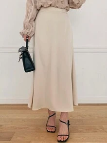 DAZY 女性純色人魚尾裙 - 杏色 - 查看 6