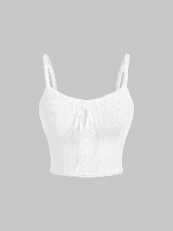 SHEIN Qutie Top de punto de cable sin mangas con tirantes atados al hombro