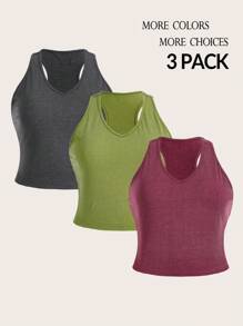 SHEIN Essnce Plus Size Multiple Pack Cropped Ribbed Knit Distressed Tank Top - Multicolor - View 6