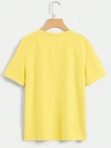 INAWLY Women's Heart & Letter Printed Round Neck T-Shirt Just Breathe Graphic Tees Women Tops