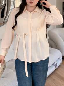 Dazy Petite Plus Große Größen einfarbiges halbtransparentes Langarm-Oberteil