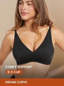 LUVLETTE Wireless Push-Up Plunge T-Shirt Bra - Black - View 2