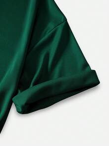 SHEIN EZwear 大尺碼聖帕特里克節地精短袖t恤 - 墨綠色 - 查看 3