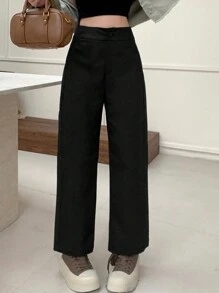 Dazy Designer Loose Black Banana Pants - Black - View 4