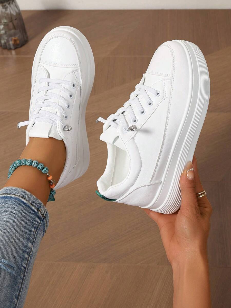 Women's Spring & Autumn New White Casual Shoes, Wedge Heel, Mesh Upper, Light & Comfortable