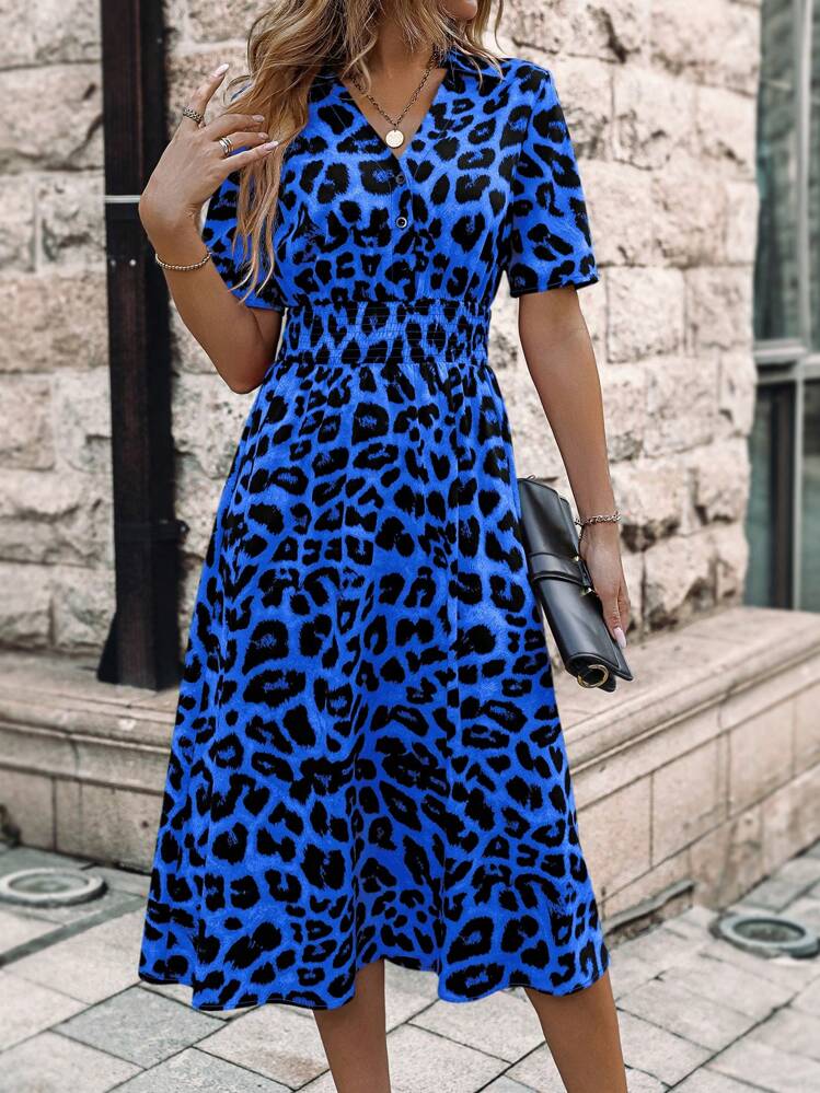dusty blue fall dress Angie Dress in Blue Cheetah – Julie Miles Jewelry & Resort Wear