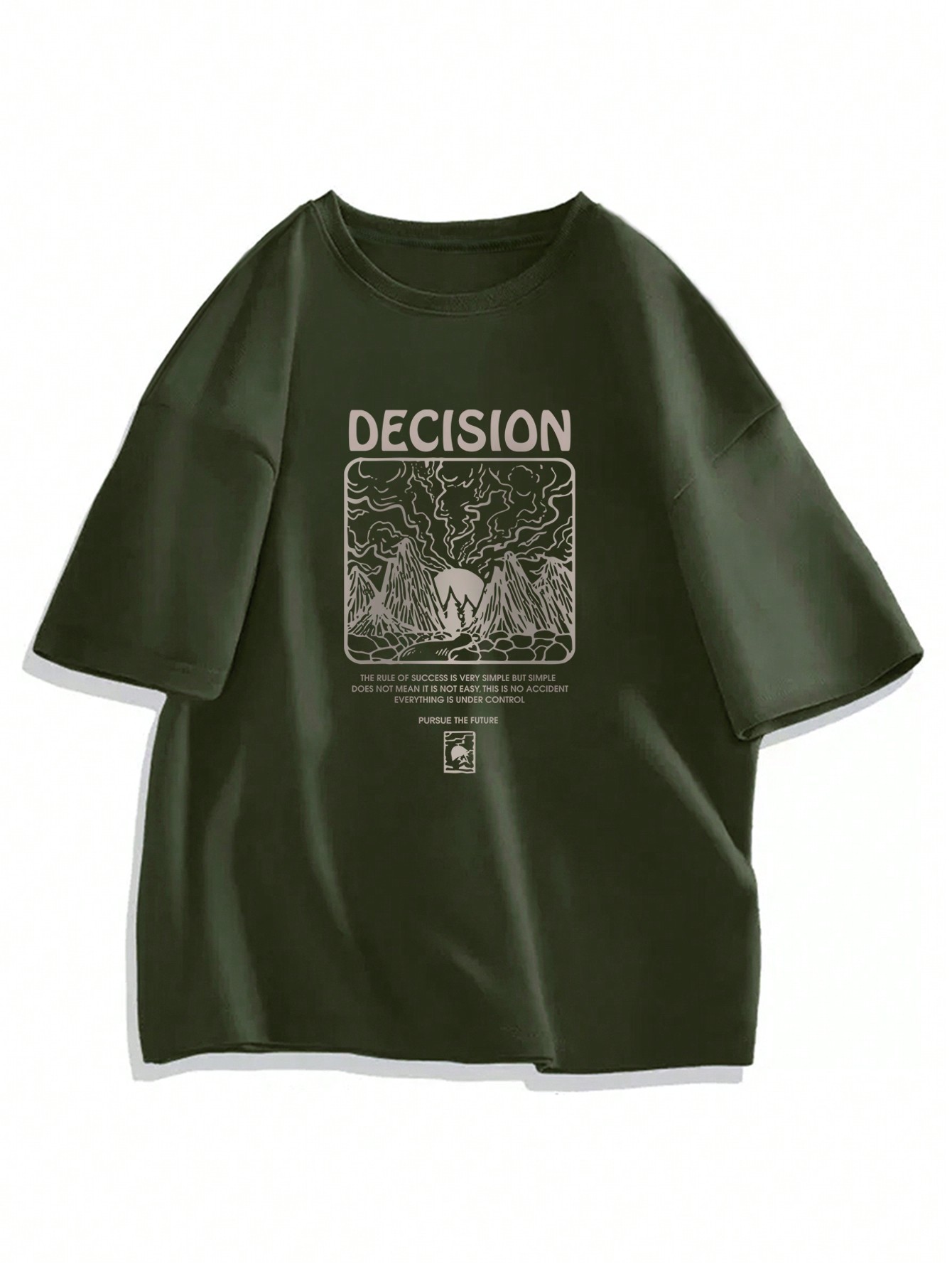 Men's Loose Fit Slogan Printed Round Neck Short Sleeve Casual T-Shirt