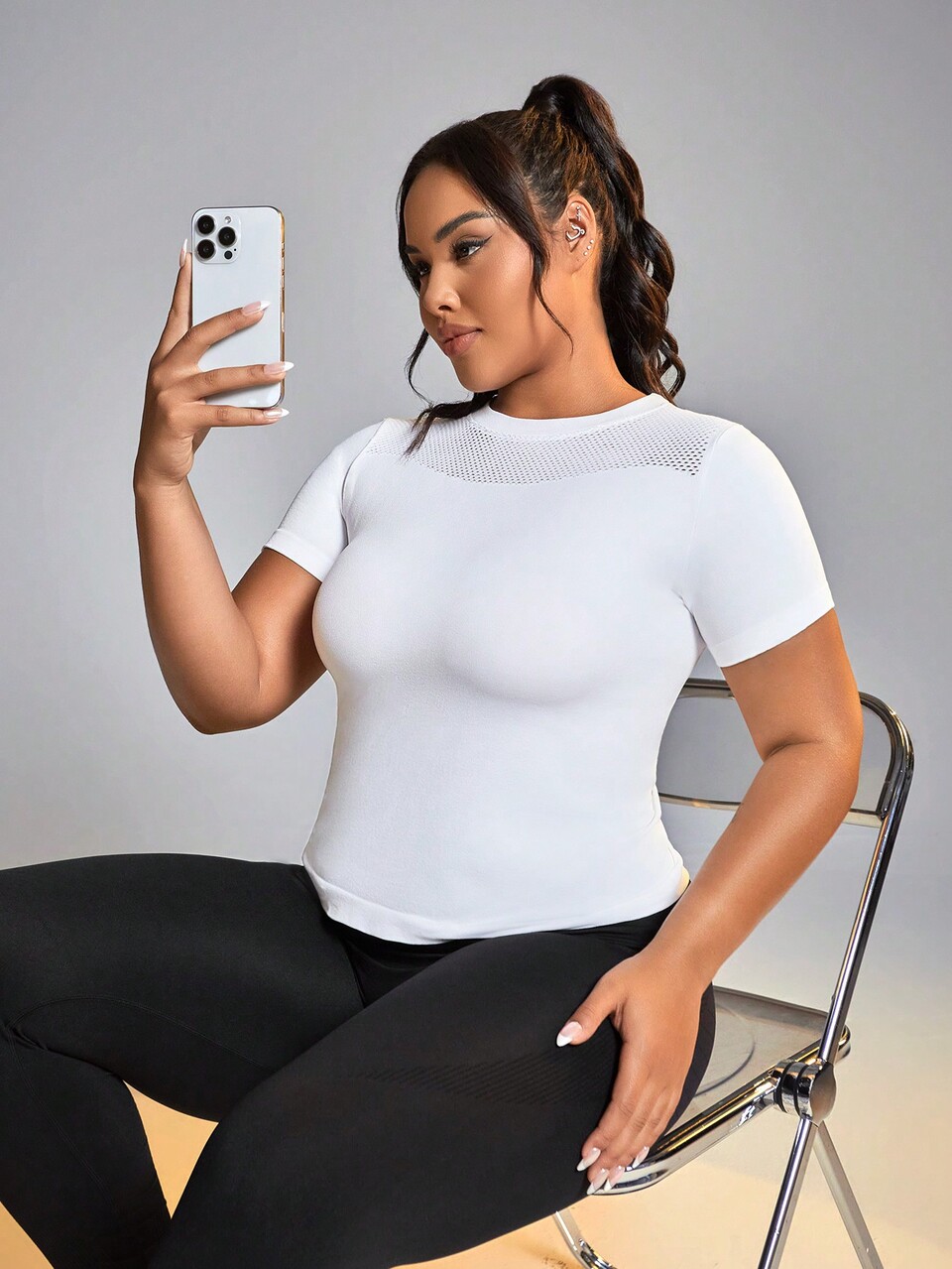 Plus Size Solid Color Breathable Comfortable Short Sleeve Sports T-Shirt