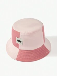 SHEIN 兒童粉色拼接編織漏斗帽 - 粉色 - 查看 5