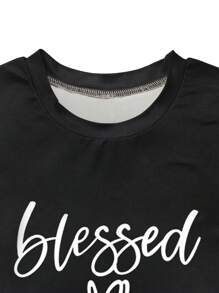 Conjunto deportivo de dos piezas con estampado de corazón degradado, negro, para vacaciones de verano - Negro - Ver 4