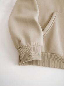 INAWLY 带抽绳的仙人掌标语印花羊毛连帽衫 ISAIAH 我将在荒野中开辟一条道路 我正在做一件新事 沙漠中的河流，长袖上衣 - 卡其色 - 查看 4