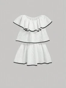 SHEIN MOD Women's Color Contrast Asymmetrical Layered Dress