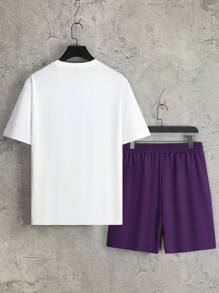 Manfinity EMRG Men's Cross Pattern Printed Short Sleeve T-Shirt And Shorts Set