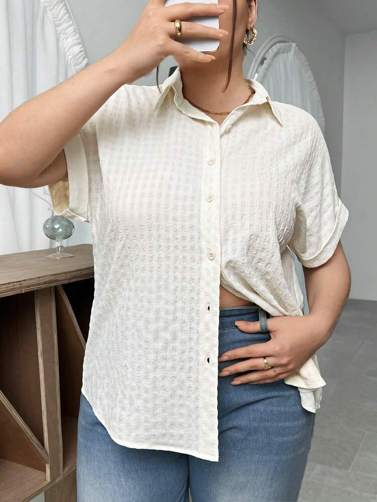 Plus Size Women's Batwing Short Sleeve Blouse