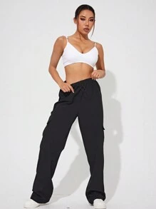 Easithlete Pantalones Deportivos De Trabajo Con Cordón Para Cintura Para Mujeres - Negro - Ver 5