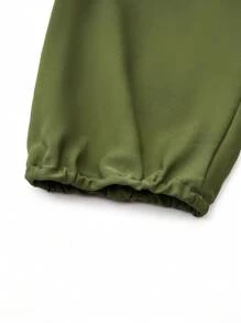SHEIN Clasi 大尺碼女用斜肩繫帶連身裙 - 綠色 - 查看 3