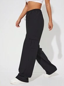 Easithlete Pantalones Deportivos De Trabajo Con Cordón Para Cintura Para Mujeres - Negro - Ver 3