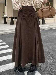 DAZY Women's Solid Color Midi Length Wrap Skirt Fall