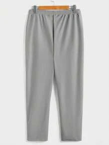 Manfinity BRENVOR Men's Letter Print Knit Casual T- Shirt & Pants Two Pieces Set Summer Outfit, Couple Things - Grey - View 6