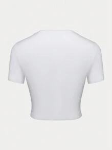 INAWLY Women's Y2k Short Sleeve T-Shirt With Letter & Pentagram Prints