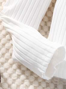 2pcs/Set Tween Girls' Round Neck Leg-Of-Mutton Sleeve Top And Pants - Blue - View 4