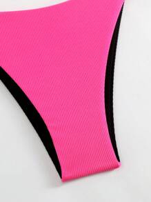 SHEIN Swim 女士拼色比基尼泳裤 夏季 - 彩色 - 查看 7