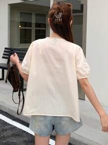 DAZY 花邊拼湊系綁短袖衫